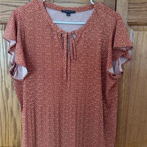Adrianna Papell Terracotta Flutter Sleeve Blouse